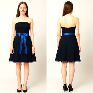 Blue & Black Silhouette Y2K Femine Sequin   Flare Party  Dress M